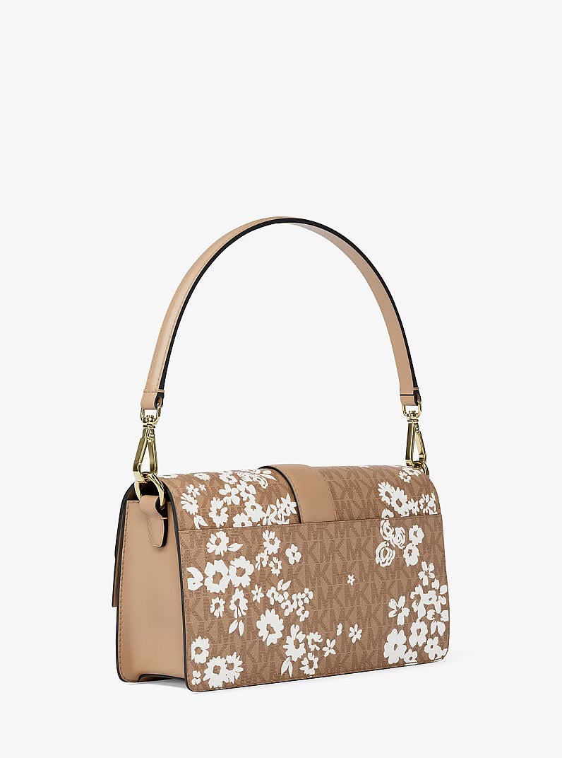 [INCOMING ETA 30 DAYS] Michael Kors Greenwich Medium Convertible Shoulder Bag With Print and Logo in Signature Camel (35S6GGRL2Y)