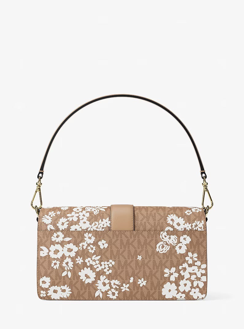 [INCOMING ETA 30 DAYS] Michael Kors Greenwich Medium Convertible Shoulder Bag With Print and Logo in Signature Camel (35S6GGRL2Y)