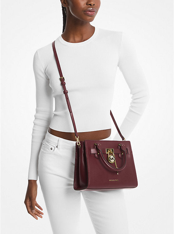 Michael Kors Bag Malaysia Michael Kors Hamilton Small Leather Satchel in Oxblood 35T1GHMS1L