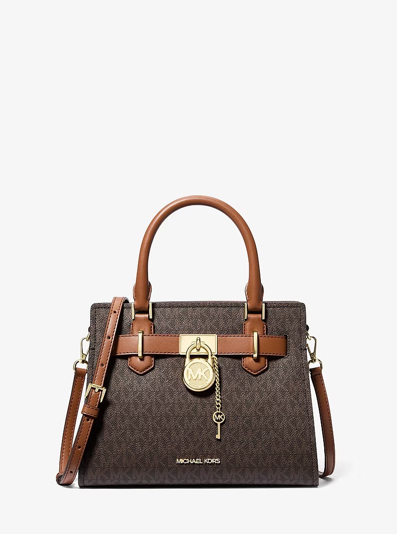 [READY STOCK MY] Michael Kors Hamilton Small Logo Satchel in Signature Brown (35F1GHMS1B)