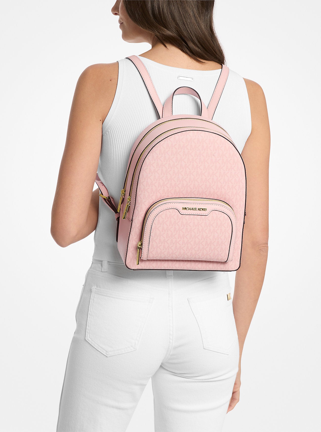 [INCOMING ETA 30 DAYS] Michael Kors Jaycee Medium Signature Logo Backpack in Powder Blush (35S3G8TB6V)