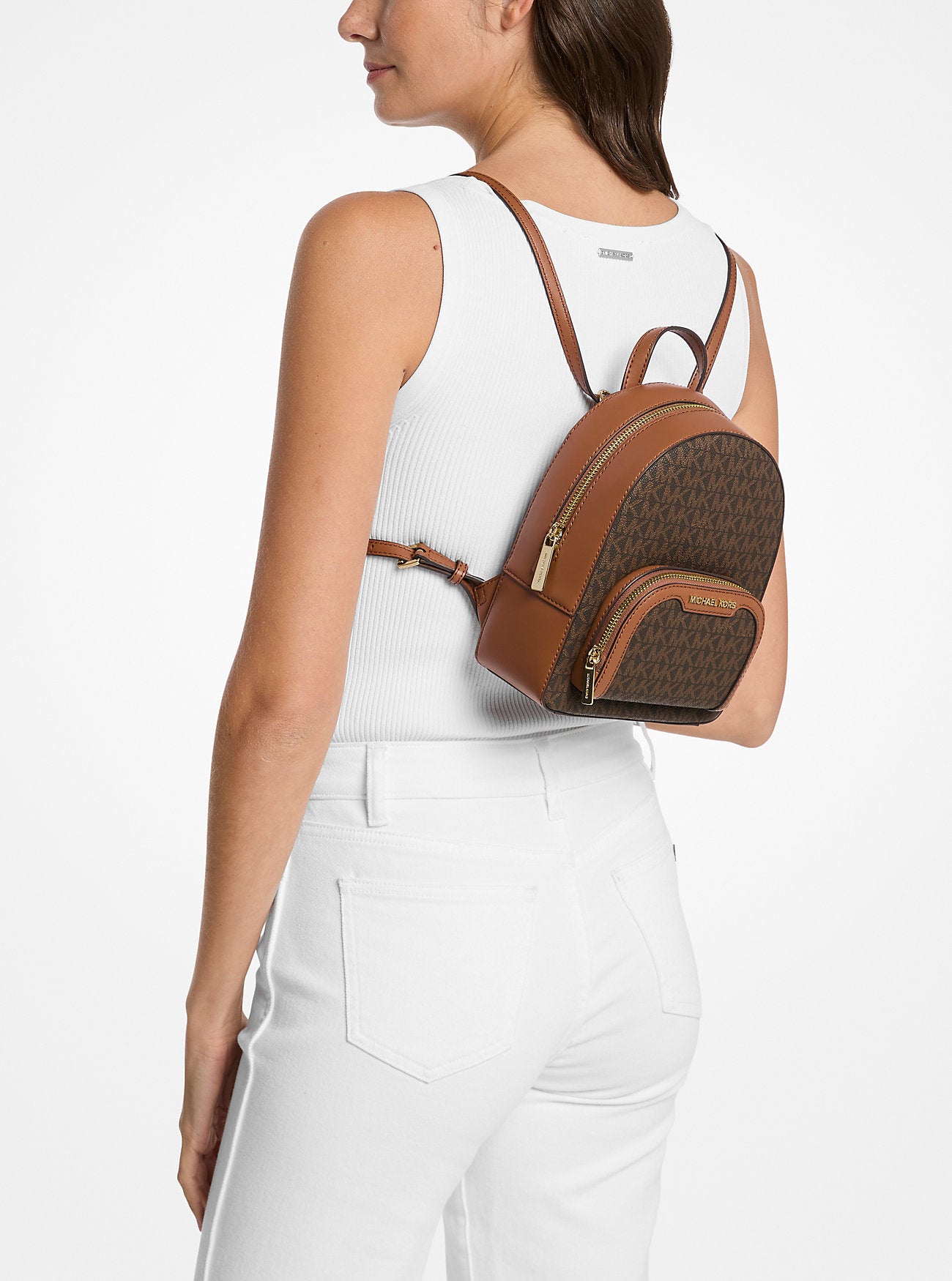 [INCOMING ETA 30 DAYS] Michael Kors Jaycee XS Convertible Zip Pocket Backpack in Signature Brown (35T2G8TB1B)