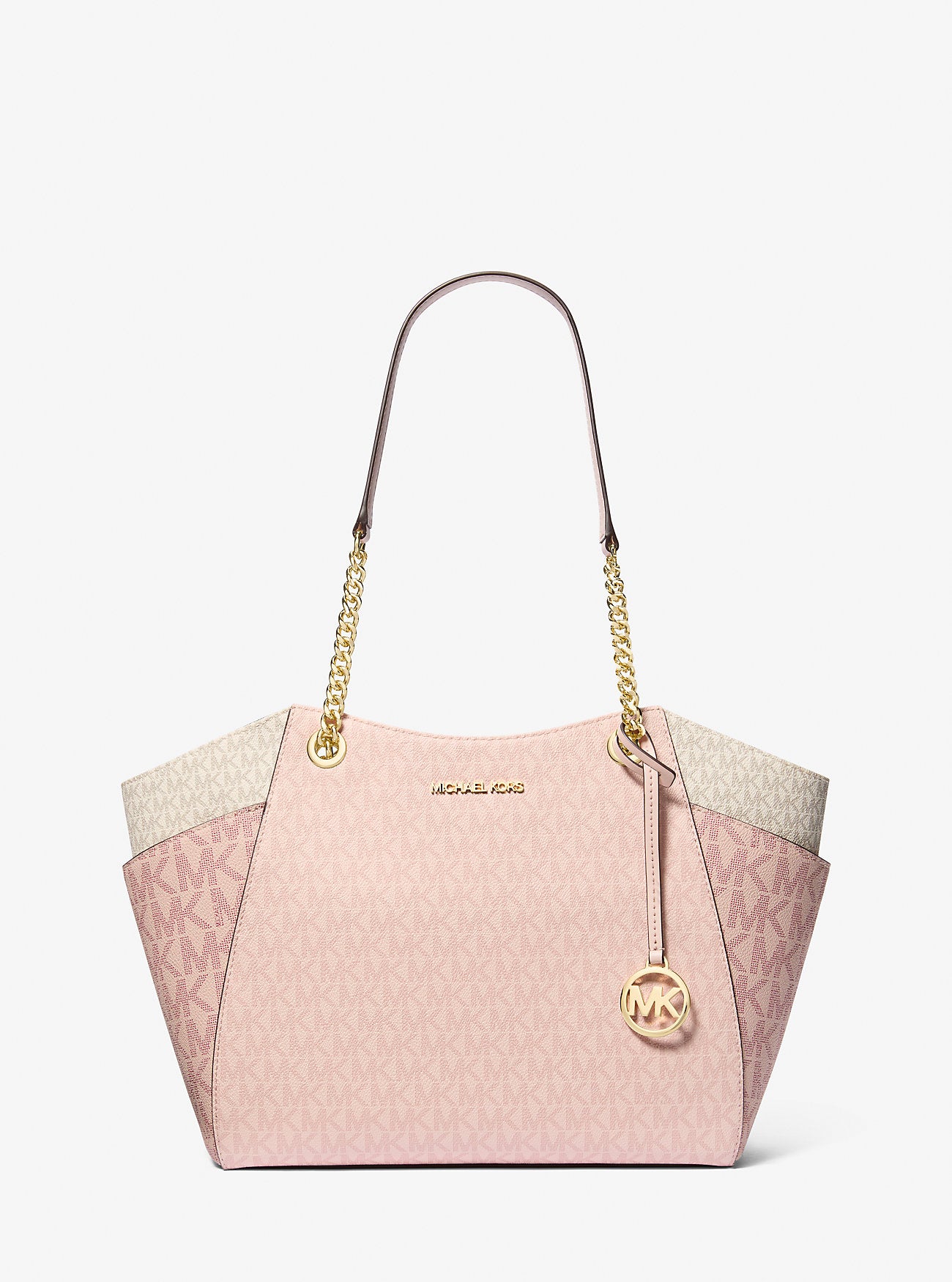 [READY STOCK MY] Michael Kors Jet Set Large Color-Block Signature Logo Tote Bag in Powder Blush Multi (35S5GTVE3B)