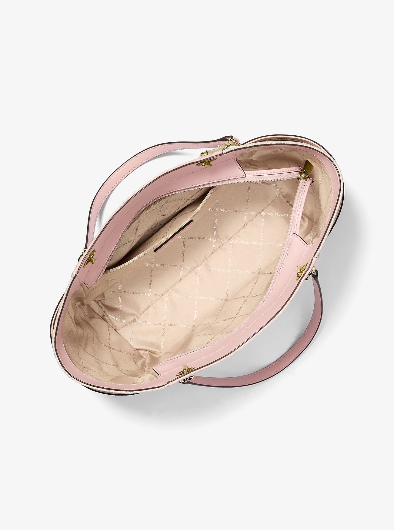 [READY STOCK MY] Michael Kors Jet Set Large Color-Block Signature Logo Tote Bag in Powder Blush Multi (35S5GTVE3B)