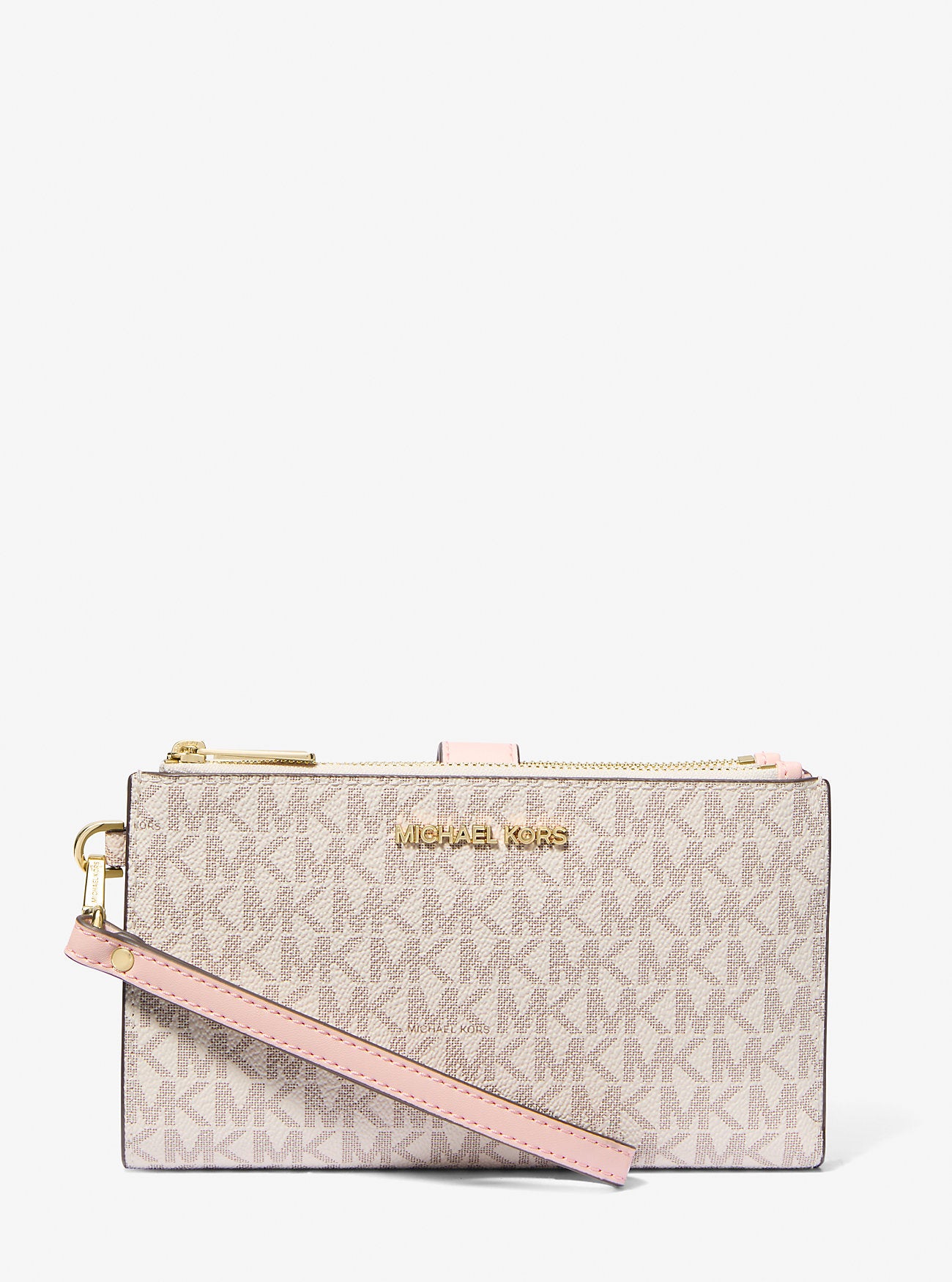 [INCOMING ETA 30 DAYS] Michael Kors Jet Set Large Double Zip Wristlet in Signature Powder Blush Multi (35F8GTVW0B)