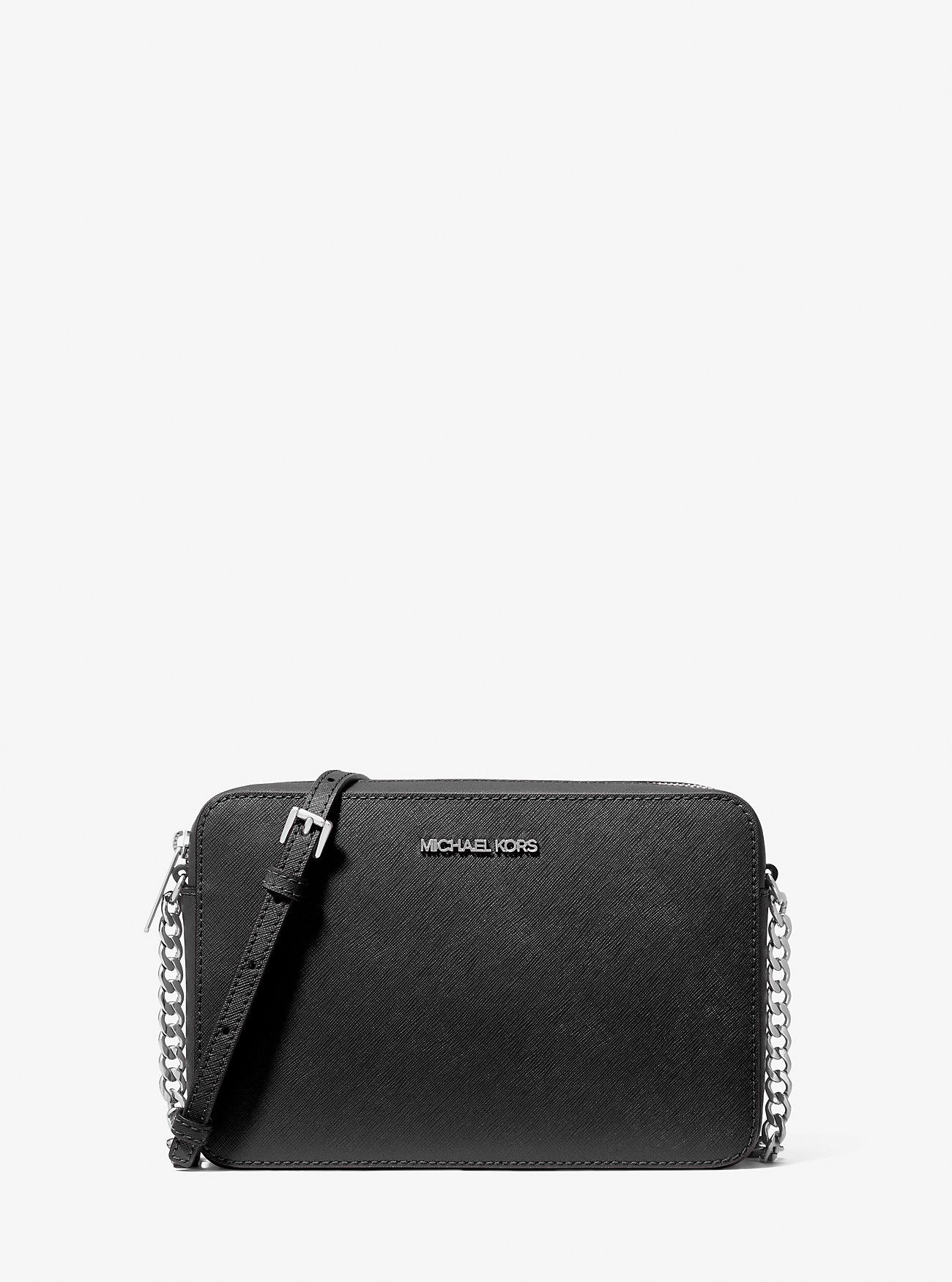 [INCOMING ETA 30 DAYS] Michael Kors Jet Set Large Saffiano Leather Crossbody Bag in Black (SHW)(35F8STTC9L)