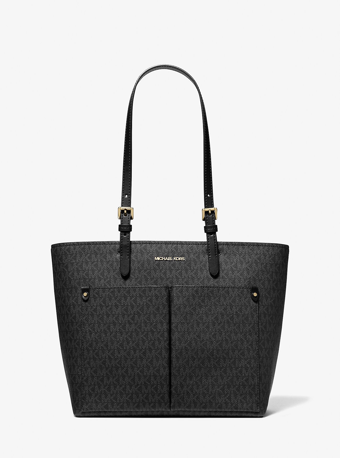 [INCOMING ETA 30 DAYS] Michael Kors Jet Set Medium Logo Pocket Tote Bag in Signature Black (35F3GTVT3B)