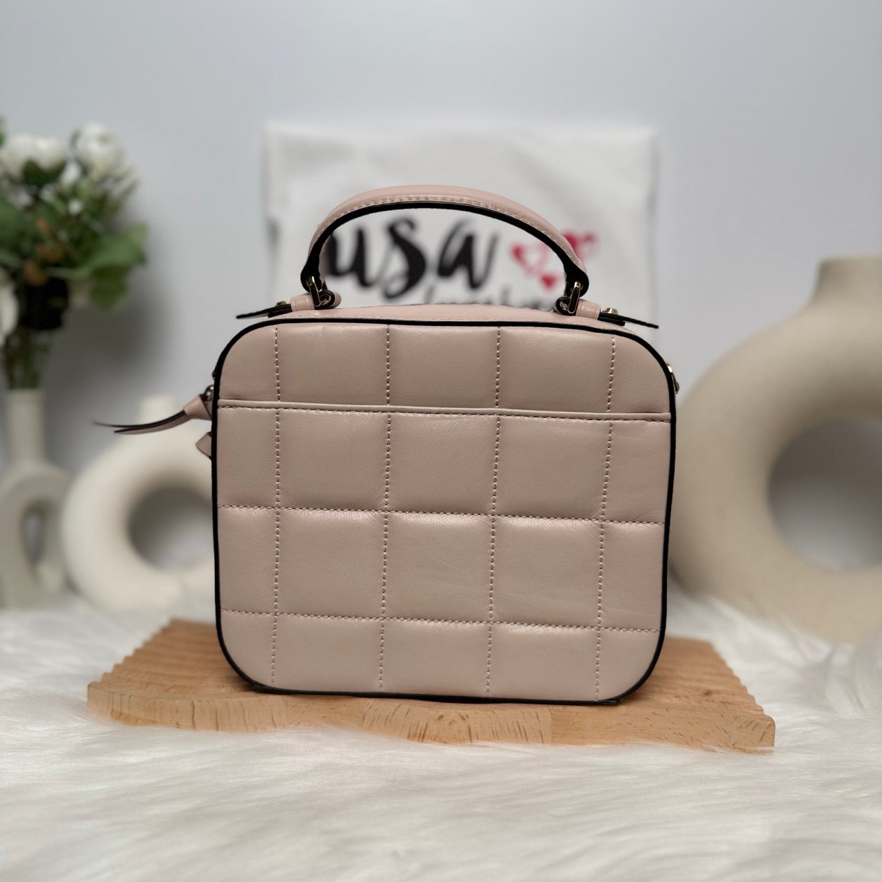 [DEFECT] Michael Kors Jet Set Medium Quilted Leather Crossbody Bag in Soft Pink (32F0GT9C2U)