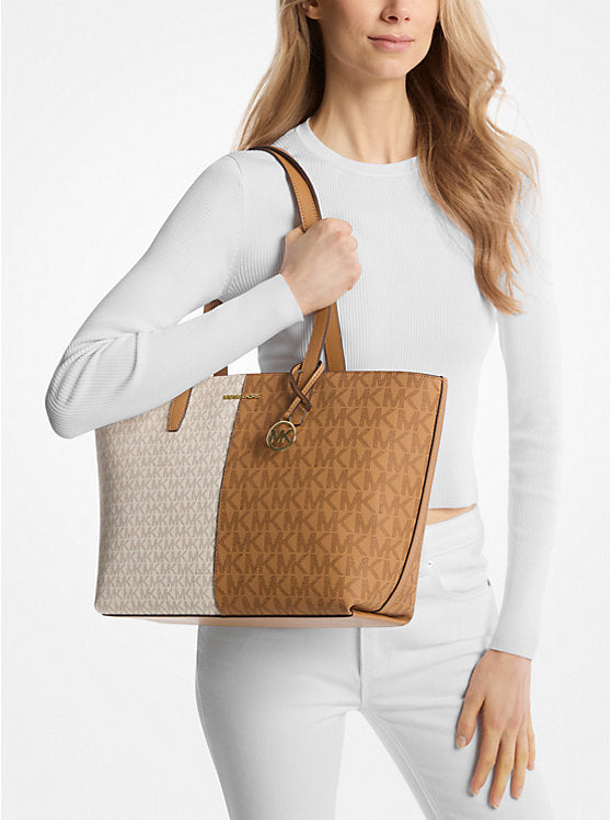 [READY STOCK MY] Michael Kors Jet Set Medium Two-Tone Logo Tote Bag in Deer Multi (35F4GTVT6V)