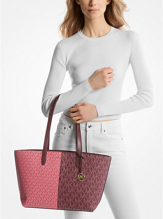 [INCOMING ETA 30 DAYS] Michael Kors Jet Set Medium Two-Tone Logo Tote Bag in Oxblood Multi (35F4GTVT6V)