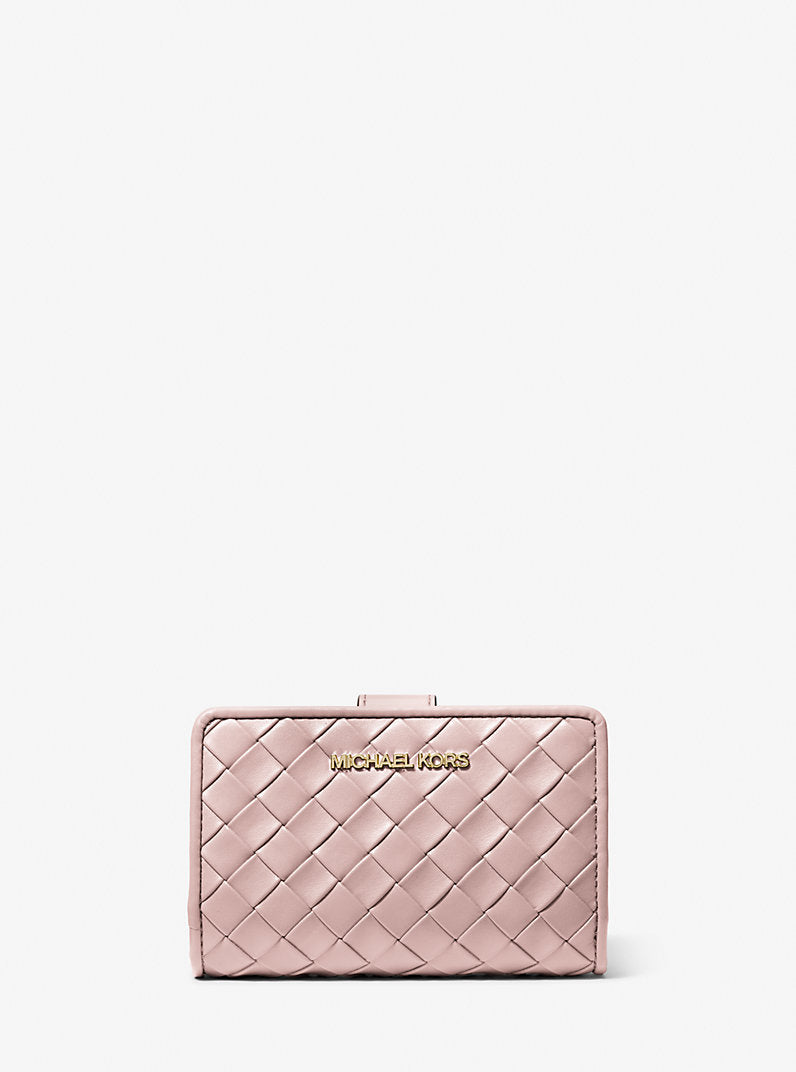 [READY STOCK MY] Michael Kors Jet Set Medium Woven Wallet in Powder Blush (35R6GTVF6Y)