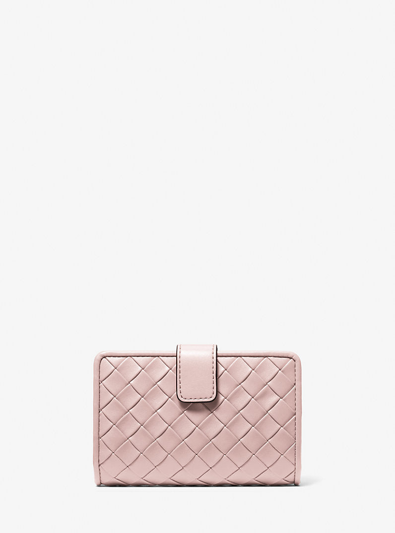 [READY STOCK MY] Michael Kors Jet Set Medium Woven Wallet in Powder Blush (35R6GTVF6Y)