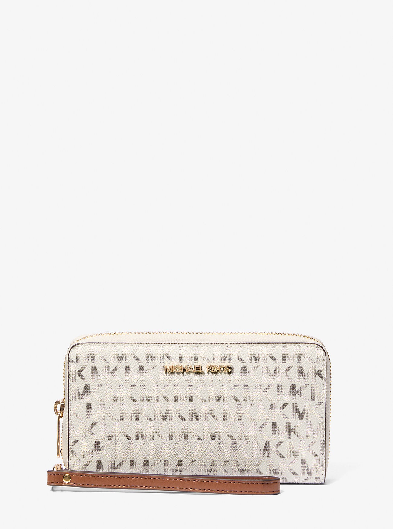 [INCOMING ETA 30 DAYS] Michael Kors Jet Set Signature Logo Smartphone Wristlet in Signature Vanilla (35F8GTVW9B)