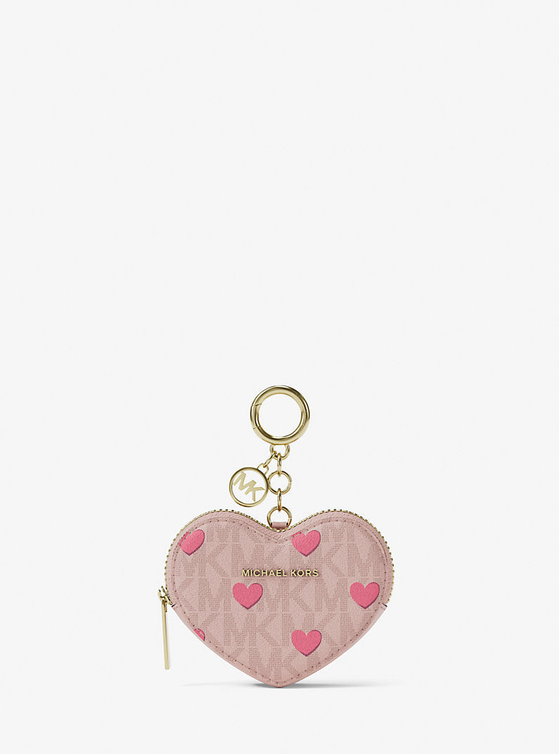 [READY STOCK MY] Michael Kors Jet Set Small Printed Signature Logo Heart Coin Pouch in Powder Blush (35R6GTVP2V)