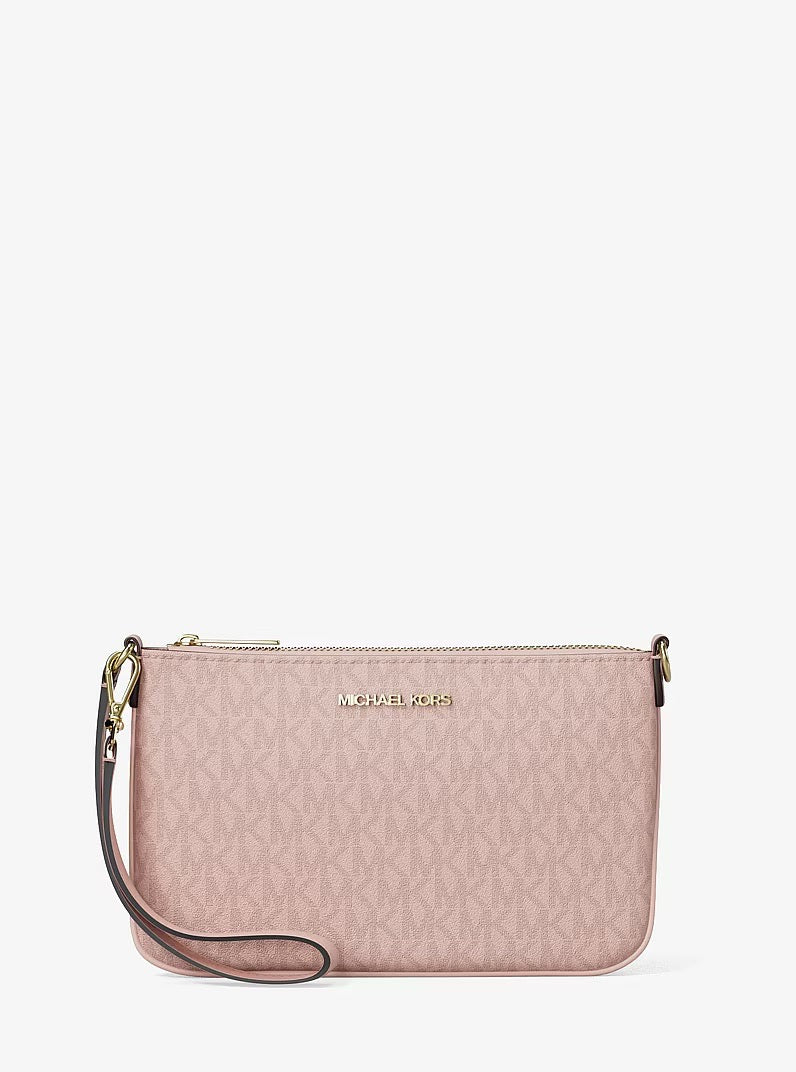 [READY STOCK MY] Michael Kors Jet Set Small Signature Logo Convertible Wristlet in Signature Powder Blush (35T4GTVW5B)