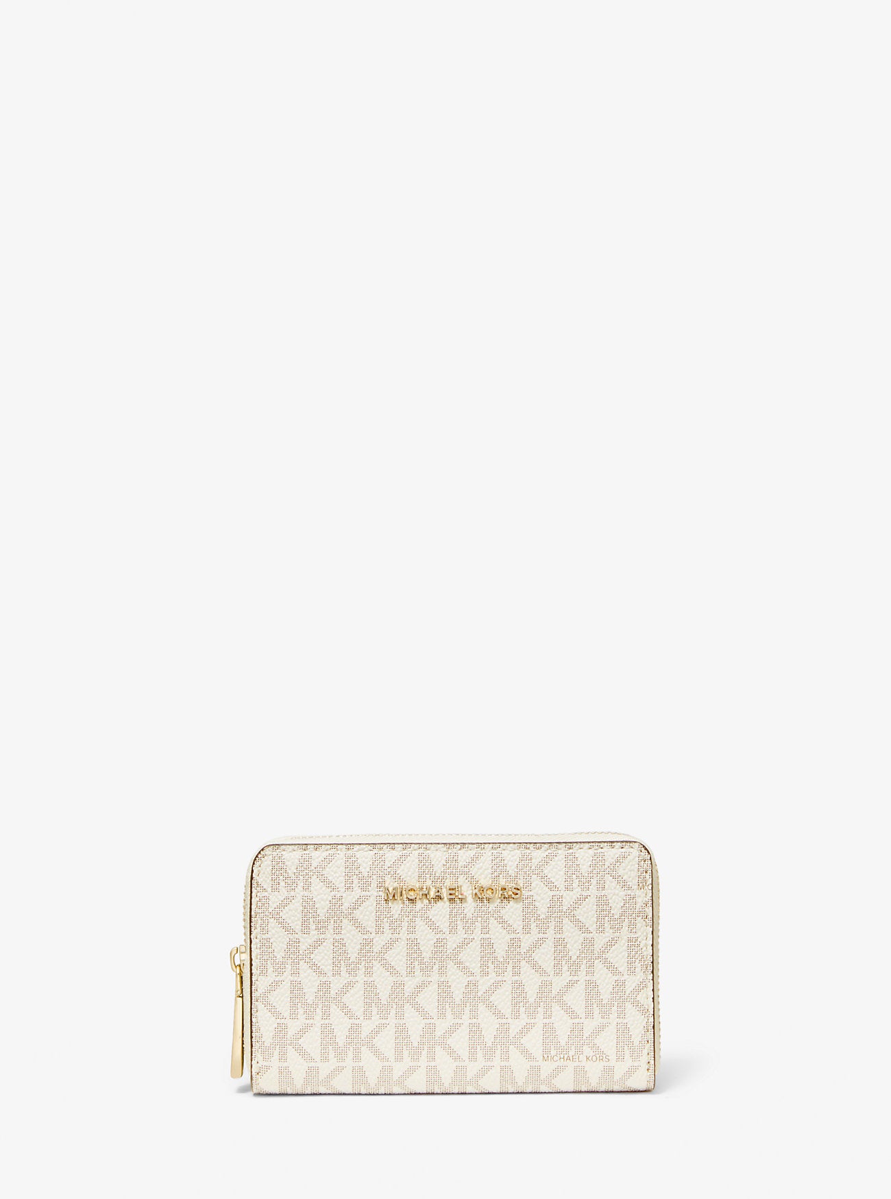 [READY STOCK MY] Michael Kors Jet Set Small ZA Card Case in Signauture Vanilla/Acorn (32F9GJ6D0B)