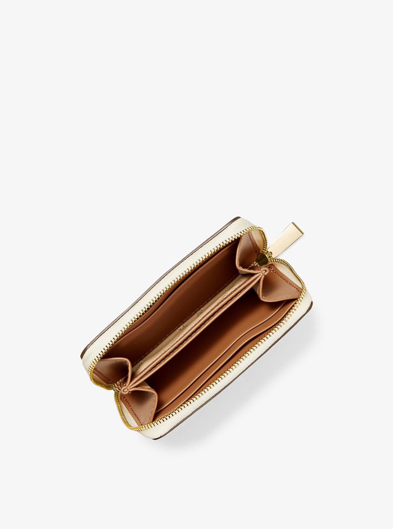 [READY STOCK MY] Michael Kors Jet Set Small ZA Card Case in Signauture Vanilla/Acorn (32F9GJ6D0B)