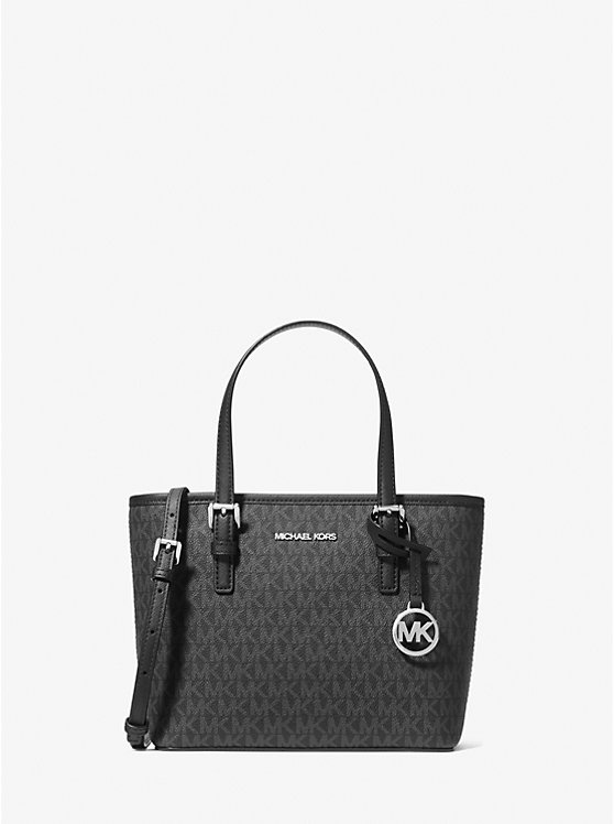 [INCOMING ETA END NOV 2024] Michael Kors Jet Set Travel Extra-Small Top-Zip Tote Bag in Signature Black (SHW) (35T9STVT0B)