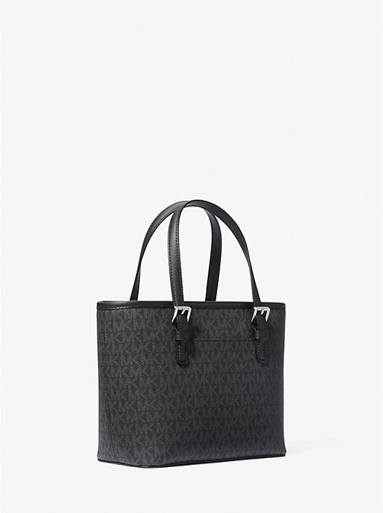 [INCOMING ETA END DEC 2024] Michael Kors Jet Set Travel Extra-Small Top-Zip Tote Bag in Signature Black (SHW) (35T9STVT0B)