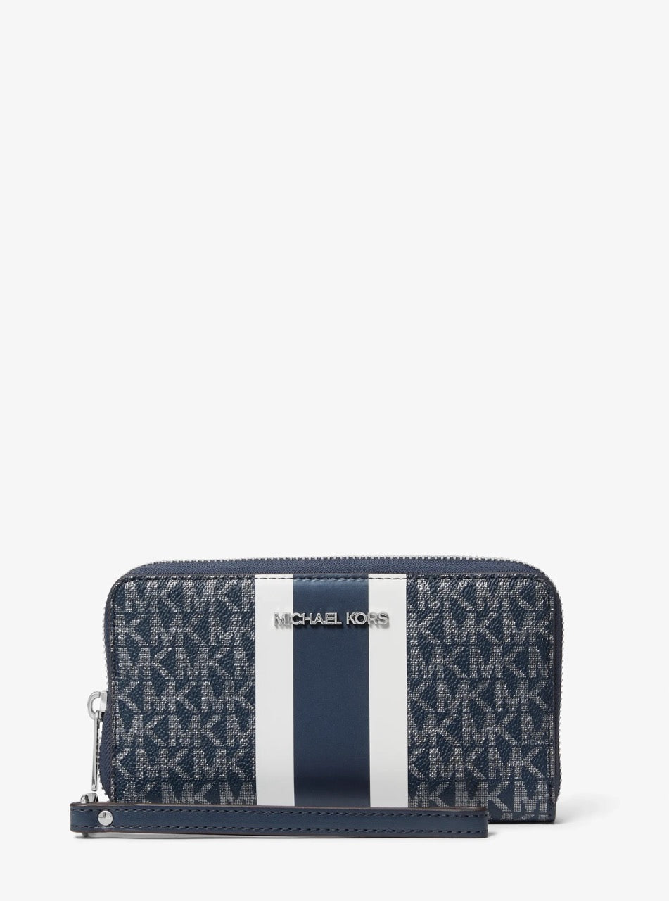 [READY STOCK MY] Michael Kors Jet Set Travel Large Flat MF Phone Wallet in Navy (35F5STVE3K)