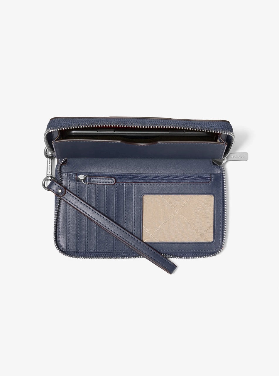 [READY STOCK MY] Michael Kors Jet Set Travel Large Flat MF Phone Wallet in Navy (35F5STVE3K)