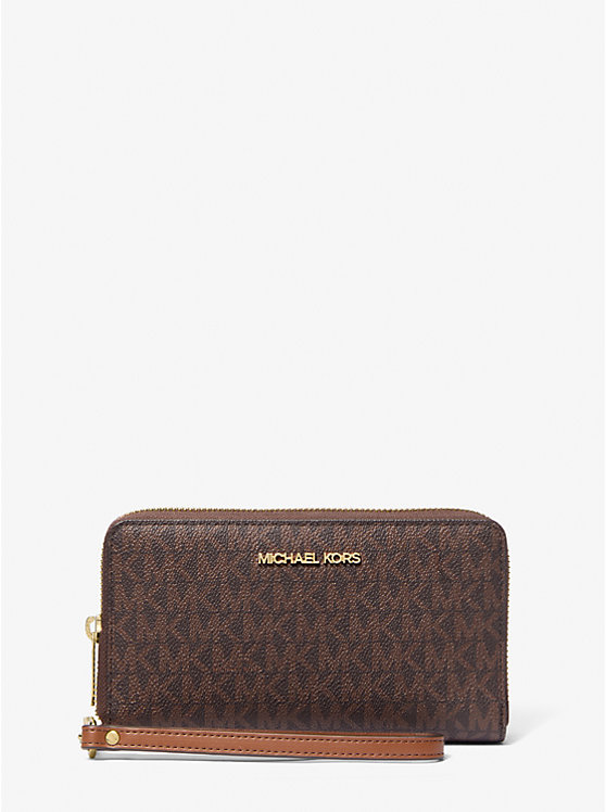 Michael Kors Jet Set Travel Large Flat Multifunction Phone Case in Signature Brown (35F8GTVW9B)