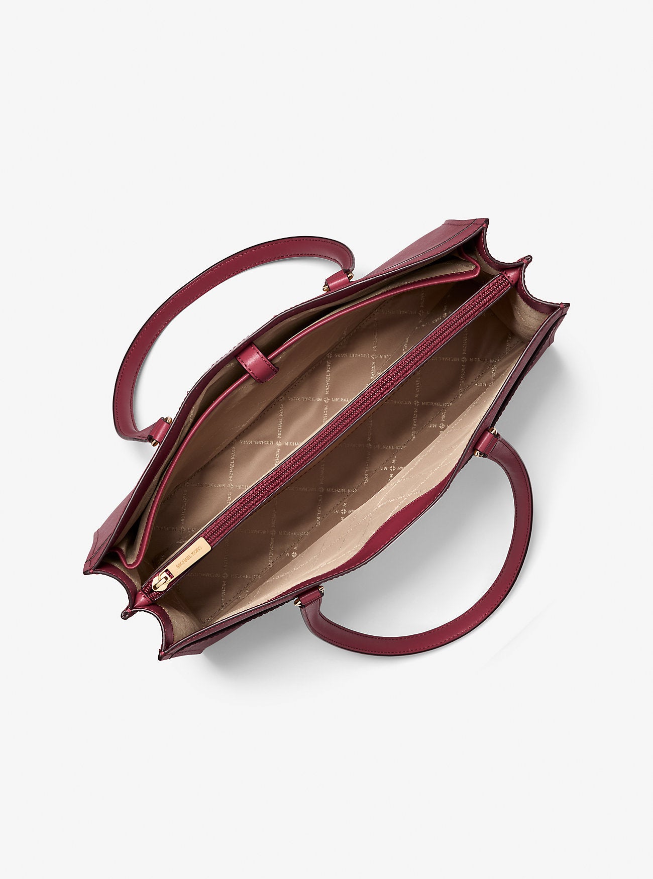 [READY STOCK MY] Michael Kors Jet Set Travel Large Saffiano MF Pocket Tote in Oxblood (35F4GTVT9L) (M)