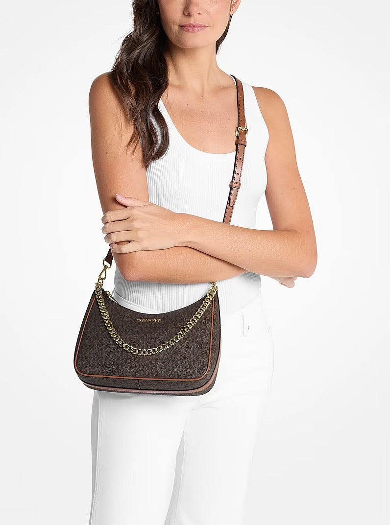 [READY STOCK MY] Michael Kors Jet Set Travel Large Signature Logo Convertible Crossbody Bag in Signature Brown (35R6GTVC2B)