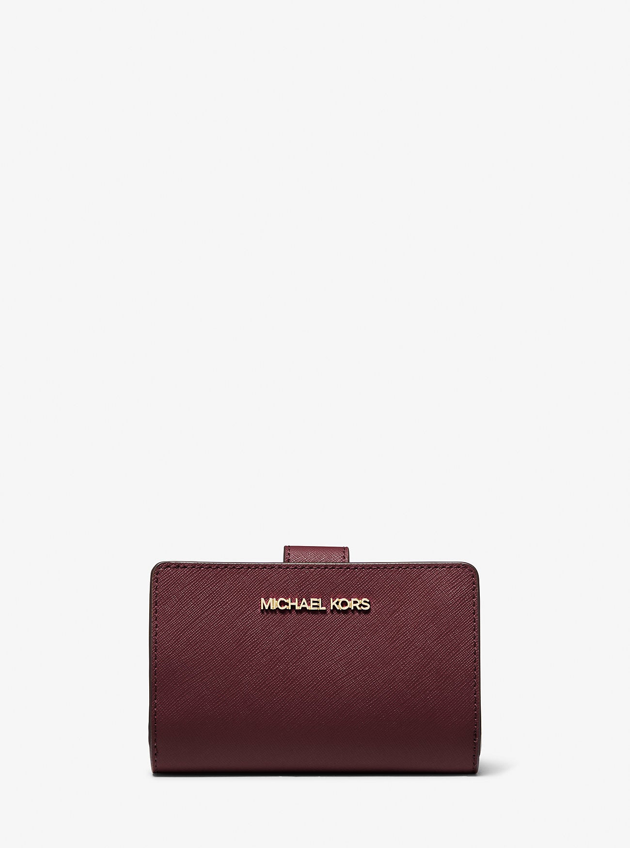 Michael Kors Jet Set Travel Medium Bifold Zip Coin Wallet in Oxblood (35F7GTVF2L)