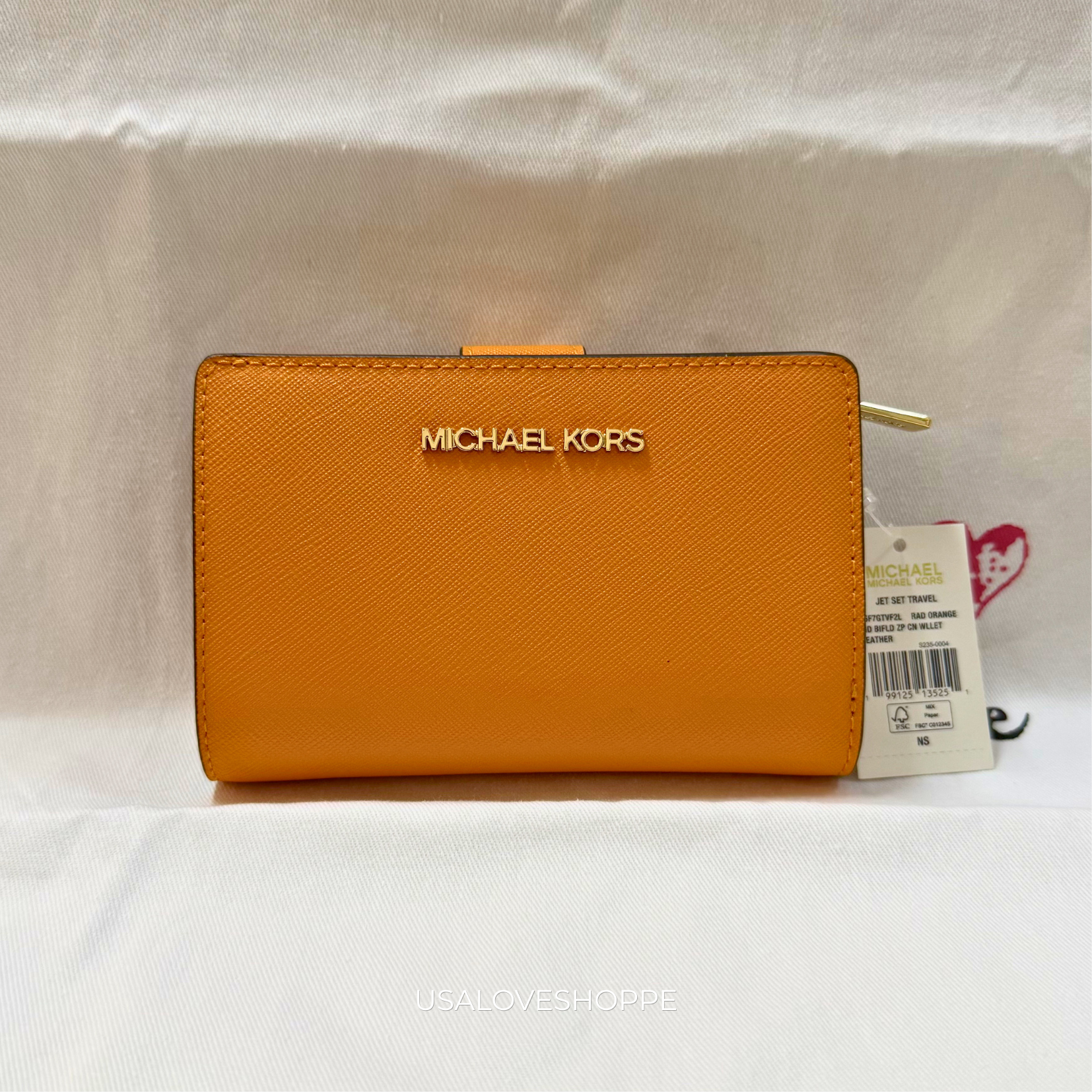 [WEB EXCLUSIVE][READY STOCK MY] Michael Kors Jet Set Travel Medium Bifold Zip Coin Wallet in Rad Orange (35F7GTVF2L)