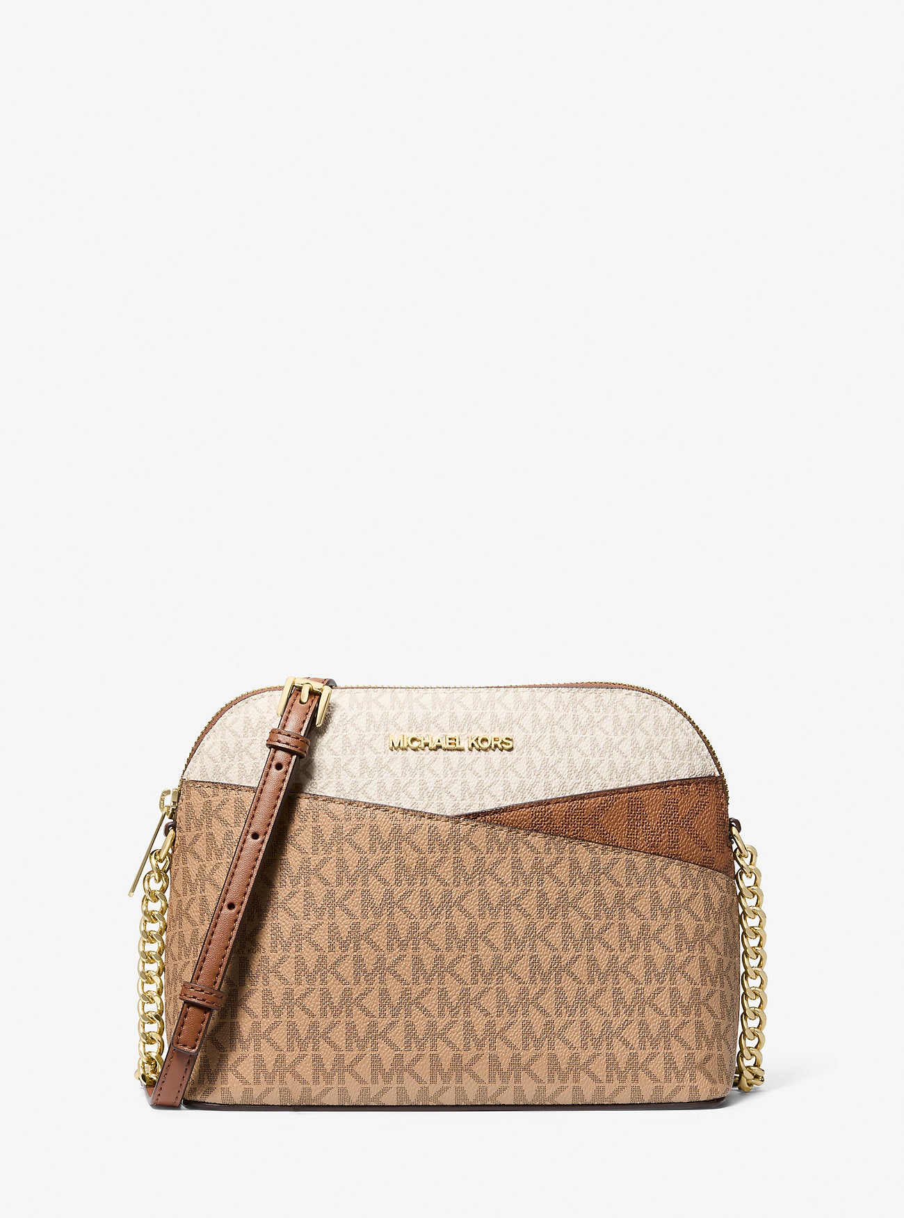 [INCOMING ETA 30 DAYS] Michael Kors JST Medium Dome Color-Block Sig Logo Crossbody Bag in Camel Multi (35S5GTVC6B)