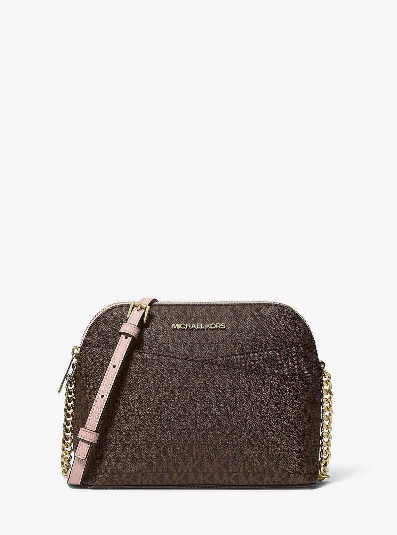 [INCOMING ETA 30 DAYS] Michael Kors Jet Set Travel Medium Dome X-Cross Crossbody in Signature Powder Blush (35F1STVC6B)