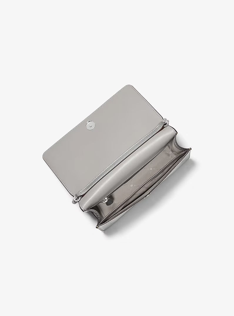 [READY STOCK MY] Michael Kors Jet Set Travel Medium Full Flap Crossbody in Silver (35F5STVC8M)