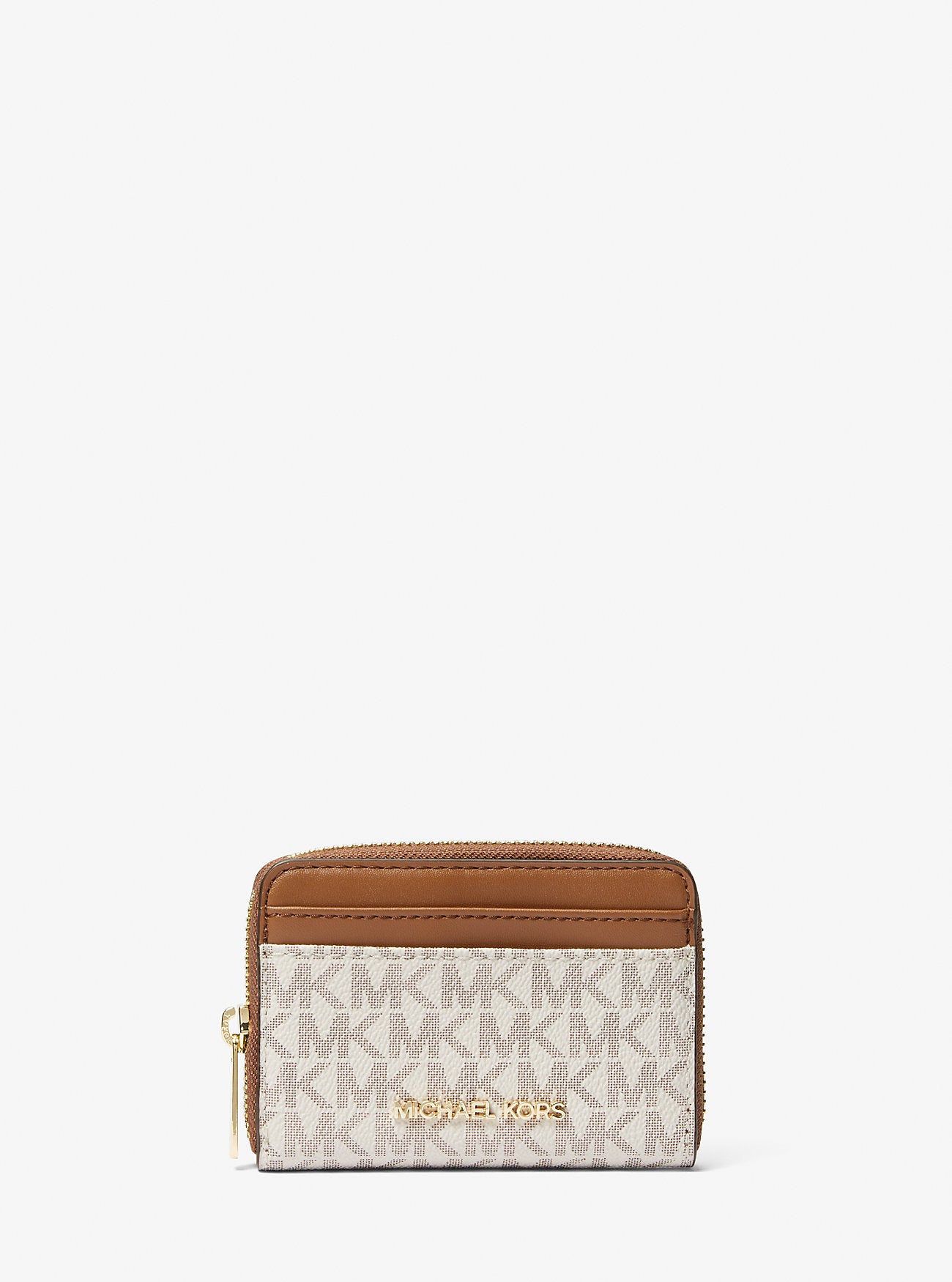 [READY STOCK MY] Michael Kors Jet Set Travel Medium Logo Zip-Around Card Case in Signature Vanilla (35H9GTVZ2B)