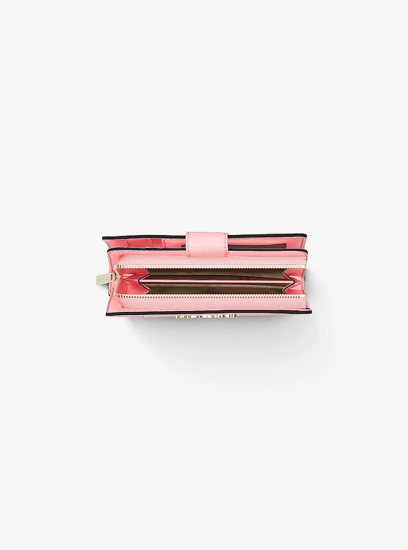 [INCOMING ETA 30 DAYS] Michael Kors Jet Set Travel Medium Wallet With Two Folds And Embossed Logo in Carnation (35S6GTVF6V)