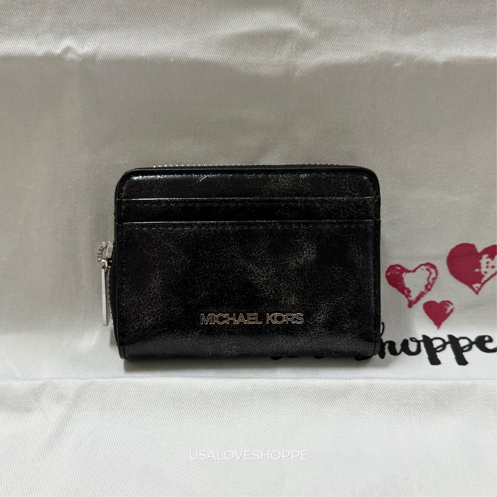 [READY STOCK MY] Michael Kors Jet Set Travel Medium Zip Around Card Case in Black (35F5STVD6Y)