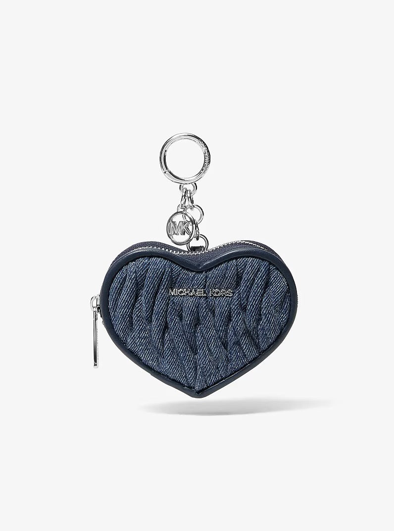 [READY STOCK MY] Michael Kors Jet Set Travel Quilted Wallet with Quilted Denim Heart in Denim (35S6STVK1C)