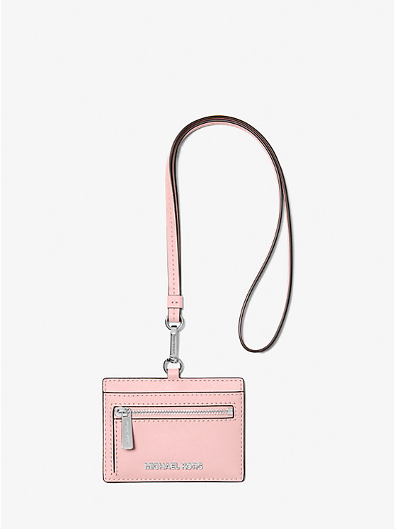 Michael Kors Jet Set Travel Saffiano Leather Card Case Lanyard in Powder Blush (35S3STVD3L)