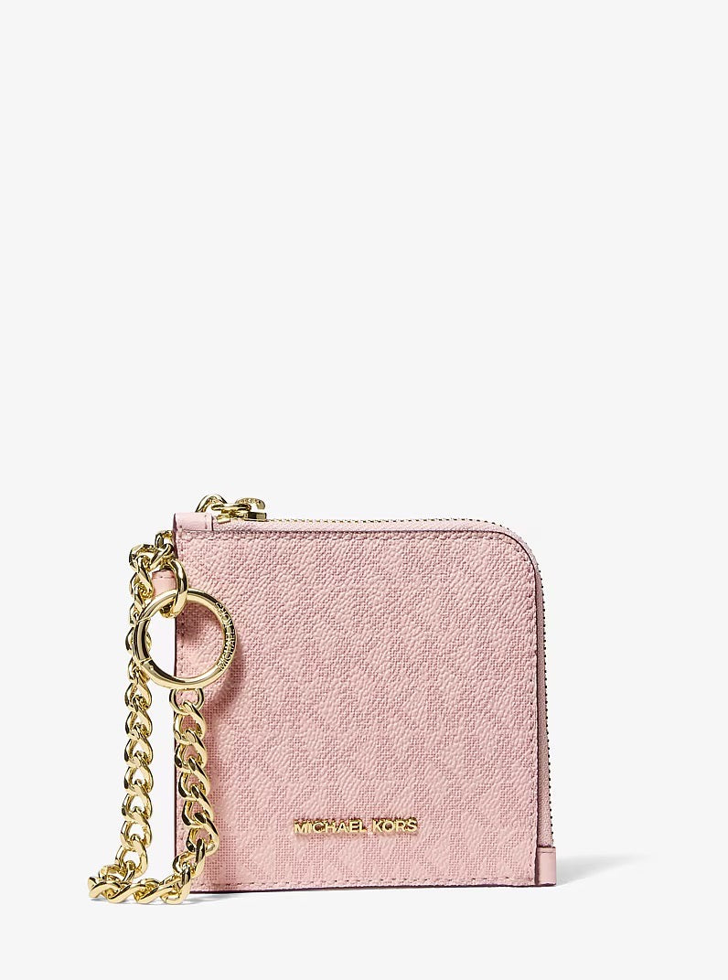 [READY STOCK MY] Michael Kors Jet Set Travel Signature Logo Chain Wallet in Powder Blush (35S6GTVC6V)