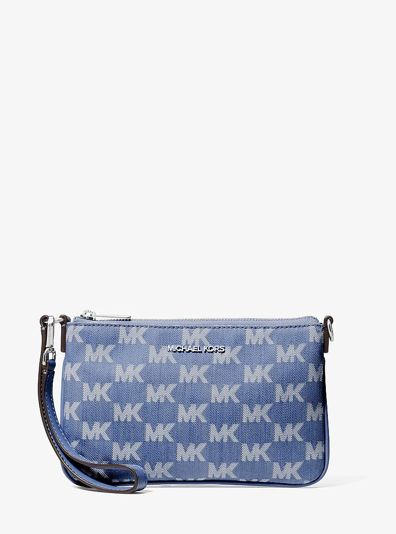 [INCOMING ETA 30 DAYS] Michael Kors Jet Set Travel Small Logo Jacquard Denim Wristlet in Denim (35S6STVW5J)