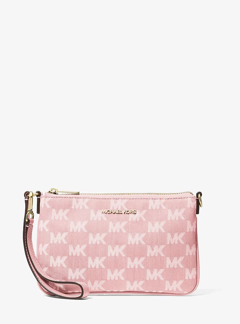 [INCOMING ETA 30 DAYS] Michael Kors Jet Set Travel Small Logo Jacquard Denim Wristlet in Powder Blush (35S6GTVW1J)