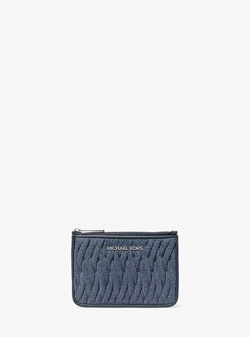 [READY STOCK MY] Michael Kors Jet Set Travel Small Quilted Denim Heart Coin Purse in Denim (35S6STVP1C)