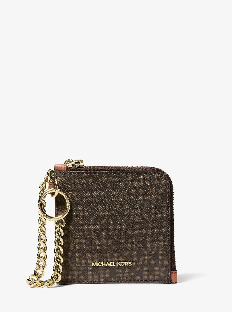 [READY STOCK MY] Michael Kors Jet Set Travel Wallet with Chain And Logo in Signature Brown (35S6GTVC6B)