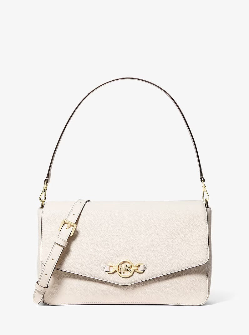 [LIVE ITEM][INCOMING ETA 30 DAYS] Michael Kors Kacey large convertible shoulder bag in grained leather in Light Cream (35F6G5KL3L)