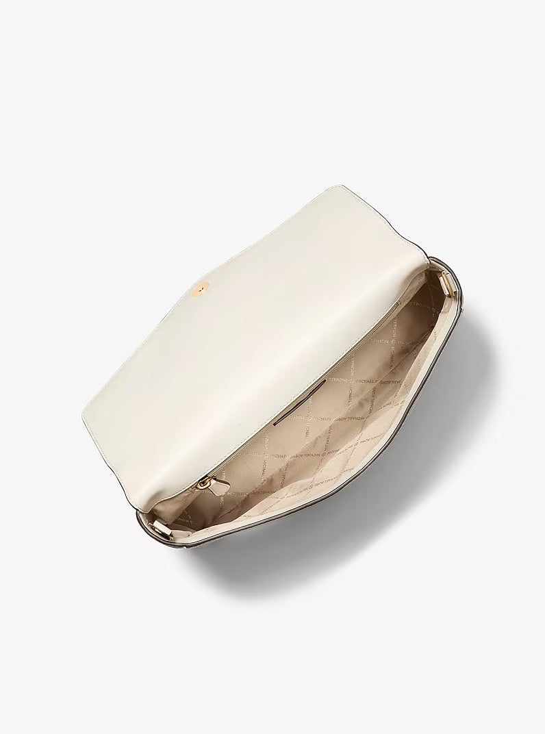[LIVE ITEM][INCOMING ETA 30 DAYS] Michael Kors Kacey large convertible shoulder bag in grained leather in Light Cream (35F6G5KL3L)