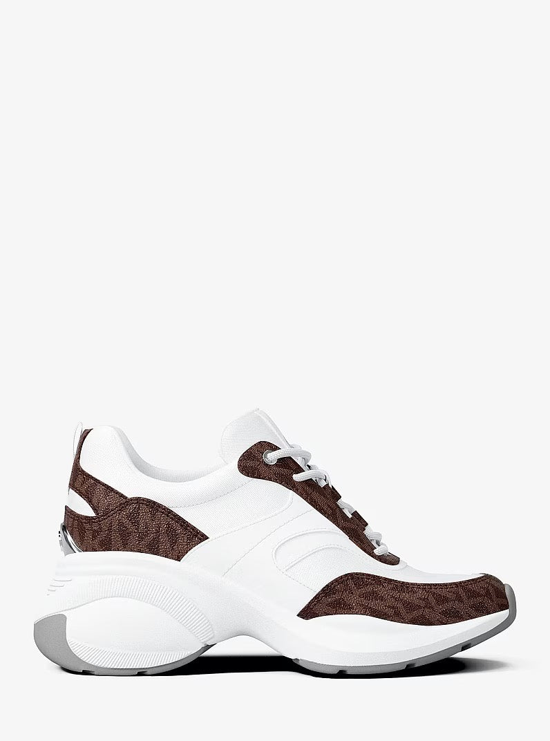 [WEB EXCLUSIVE][FK][INCOMING ETA 30 DAYS] Michael Kors Kaia Signature Logo Trainer in White Brown (49F6KAFS1B)