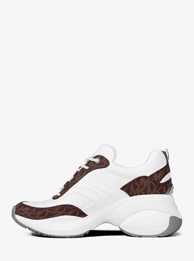 [WEB EXCLUSIVE][FK][INCOMING ETA 30 DAYS] Michael Kors Kaia Signature Logo Trainer in White Brown (49F6KAFS1B)