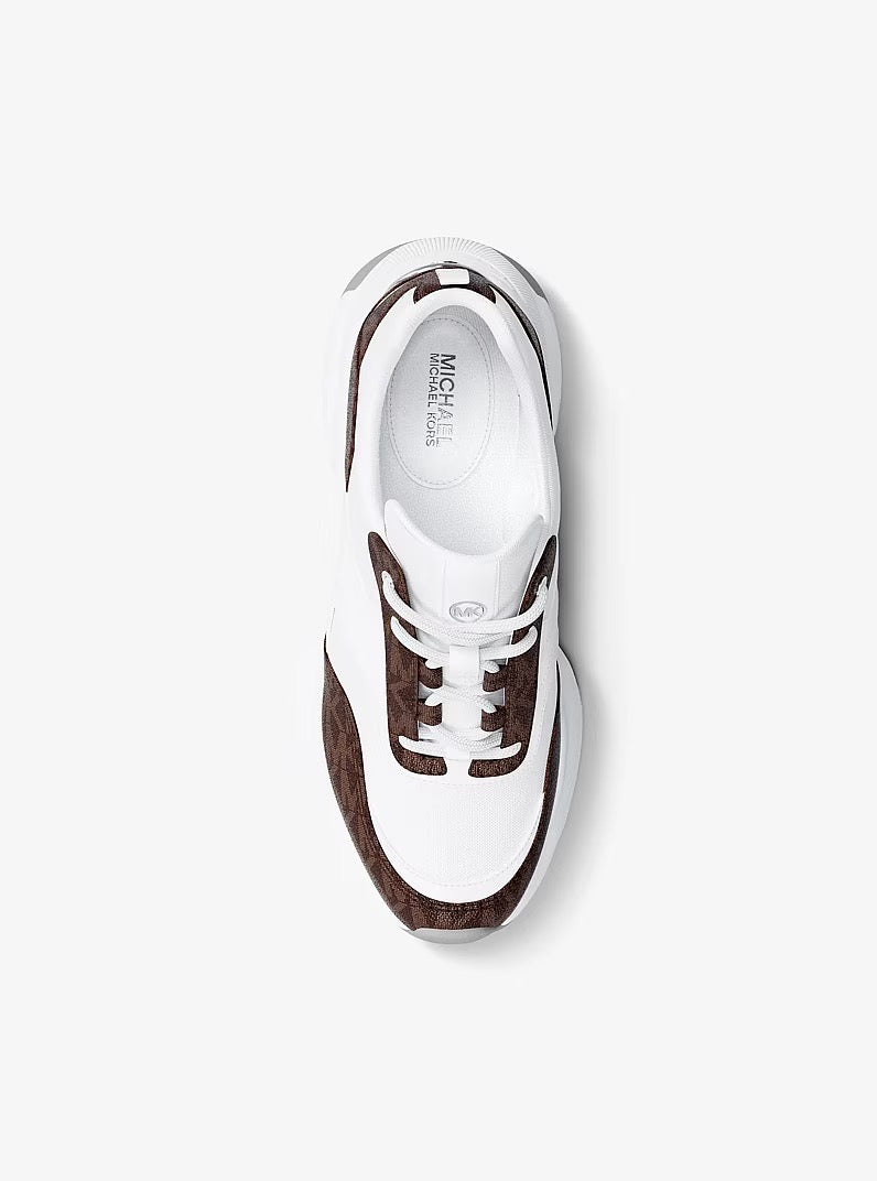 [WEB EXCLUSIVE][FK][INCOMING ETA 30 DAYS] Michael Kors Kaia Signature Logo Trainer in White Brown (49F6KAFS1B)