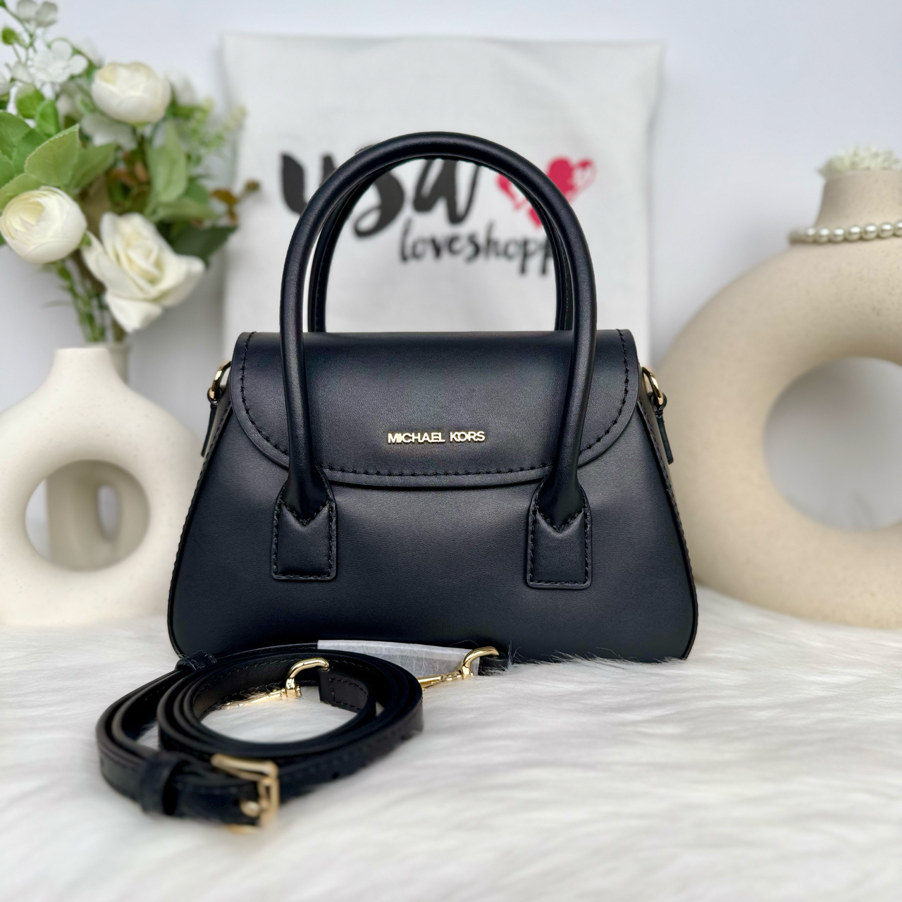 Michael Kors Katya Small Satchel Crossbody in Black (35F4G30C5L)