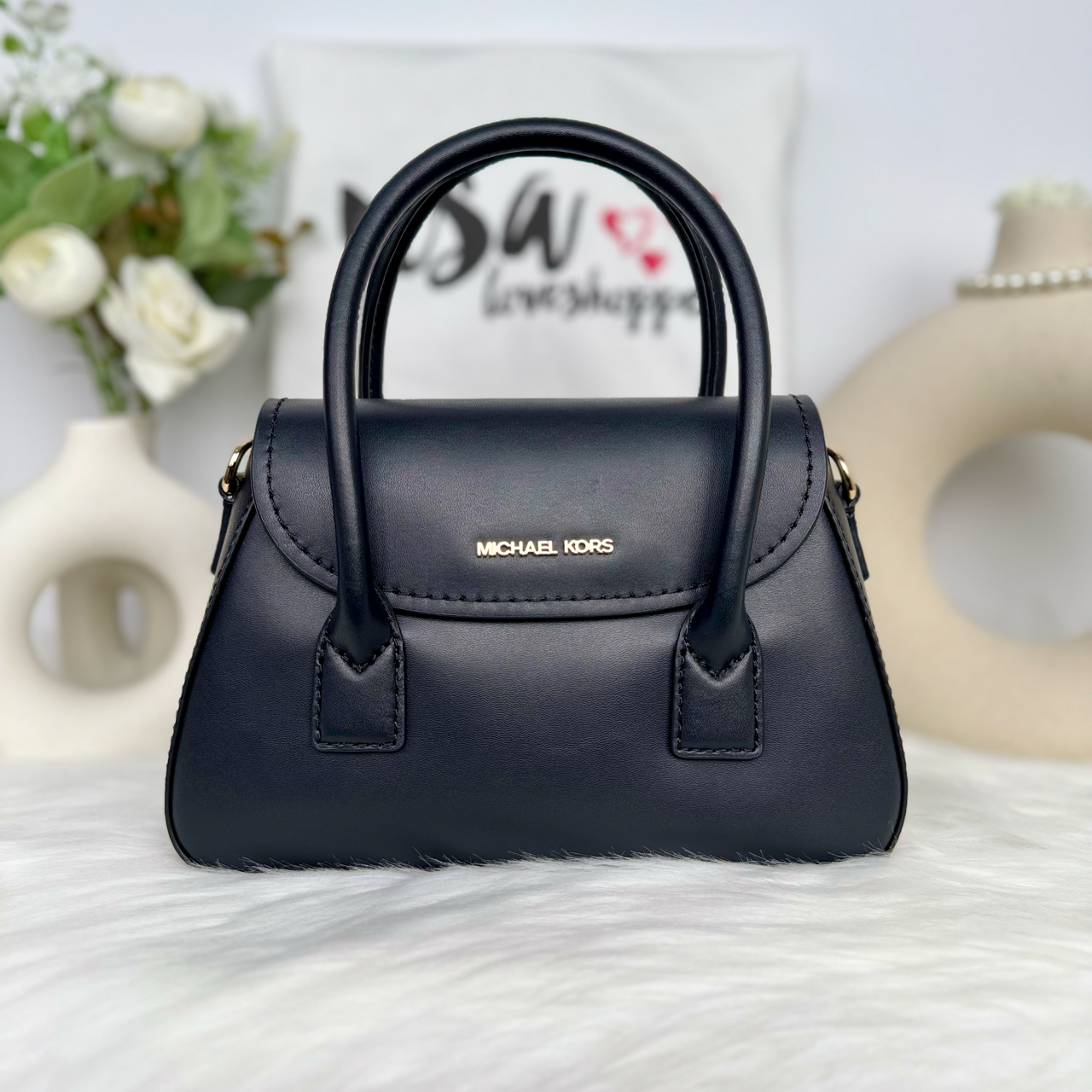 Michael Kors Katya Small Satchel Crossbody in Black (35F4G30C5L)